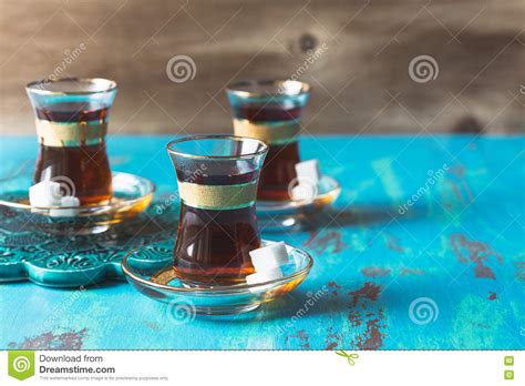 Turkish Tea Served In Tulip Shaped Glass Stock Image Image Of Culture