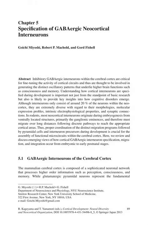 Pdf Specification Of Gabaergic Neocortical Interneurons Dokumentips