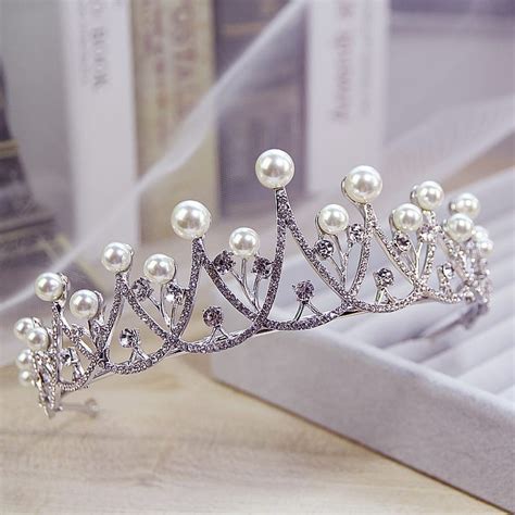 Sparkling Crystal Pearl Tiara Crown Bridal Hair Accessories