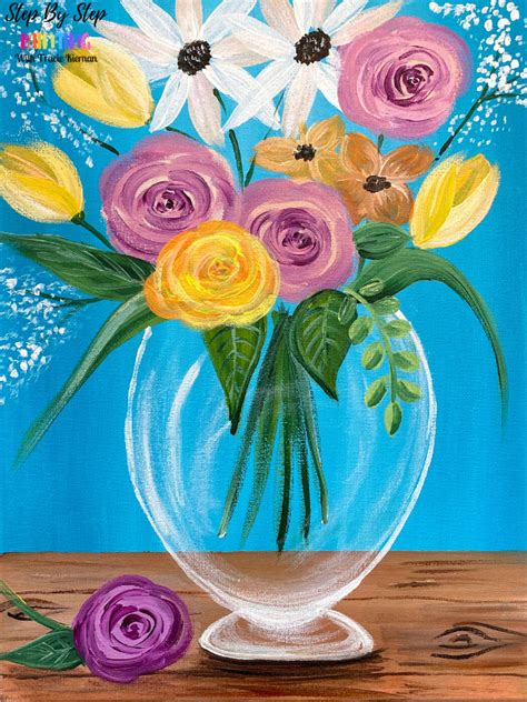 Flower Vase Painting Step By Step Acrylic Painting Tutorial