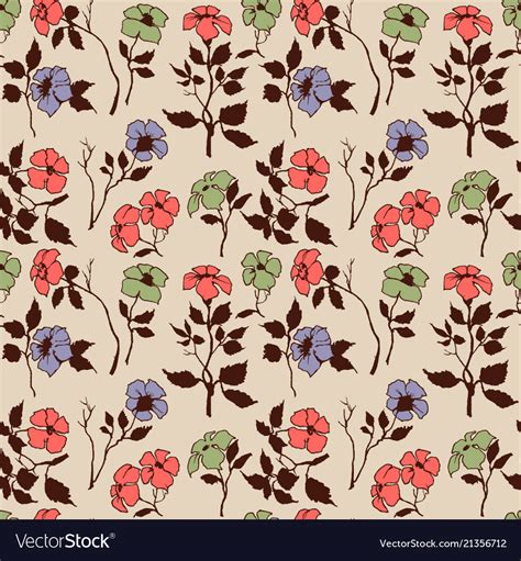 Floral Seamless Pattern Folk Style Royalty Free Vector Image