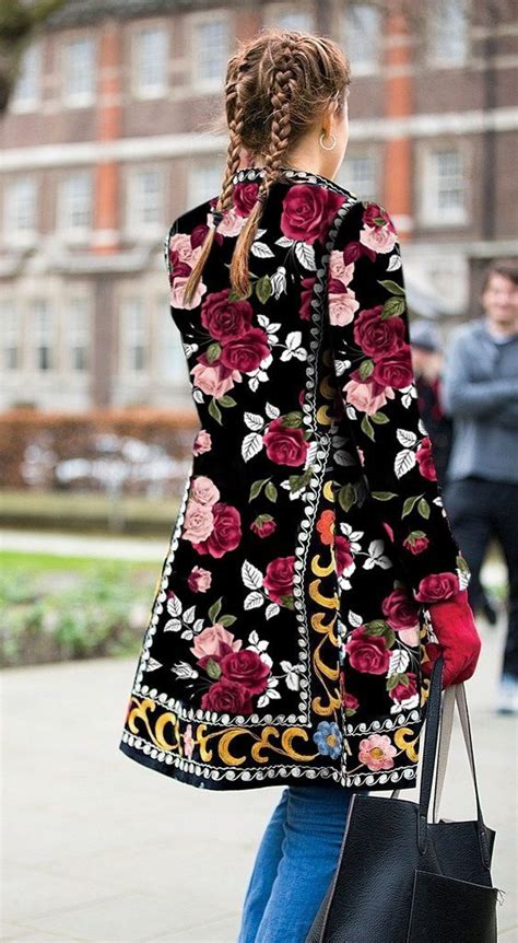 Microfiber lab coat unisex full sleeve with plastic buttons 3 pocket solid (100 perc polyester fabric) in 36 38 40 42 lengths. 809b7687 Modern Floral Pattern Printed Long Sleeve Coat ...