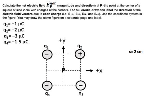 Solved Net Calculate The Net Electric Field Ep Magnitude And
