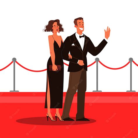 Premium Vector Illustration Of Two Celebrity On The Red Carpet