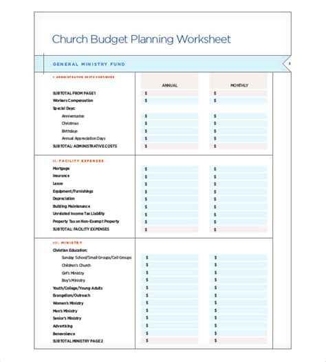 16 Church Budget Templates Docs Excel Pdf