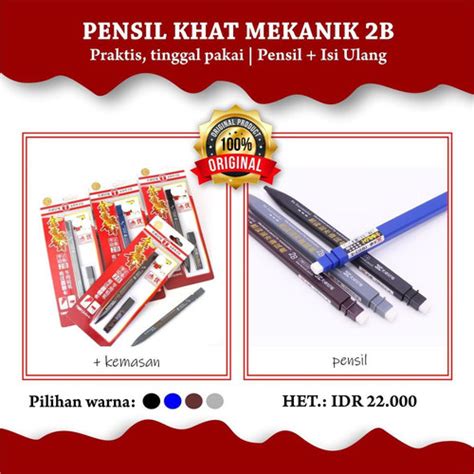 Jual Pensil Mekanik Khat 2 B Plus Refill Pensil Khusus Belajar Menulis