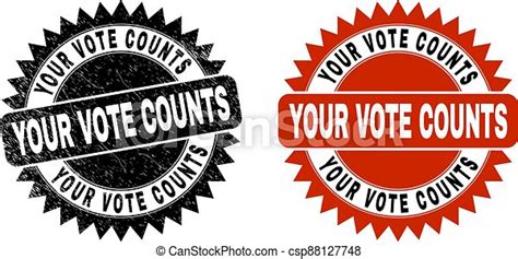 Your Vote Counts Black Rosette Seal With Distress Texture Black