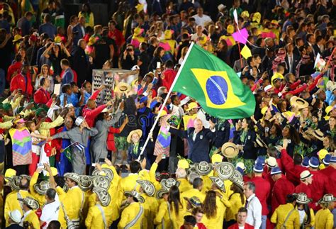 Olympic Team Brazil Marched Into The Rio 2016 Olympics Opening Ceremony