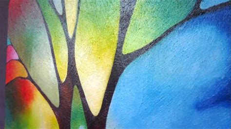 Original Abstract Landscape Tree Painting Two Trees By