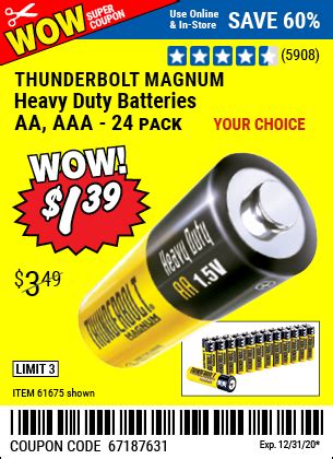 Want more ways to save at harbor freight: THUNDERBOLT Heavy Duty Batteries for $1.39 - Harbor ...