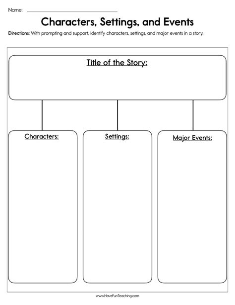 Character Setting Plot Worksheet