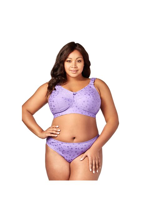 Wireless Full Coverage Jacquard Embroidered Bra By Elila® Plus Size
