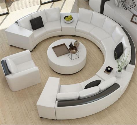 Modern Curved Top Grain Round Leather Sofa Living Room My Aashis Livingroommodern Leather