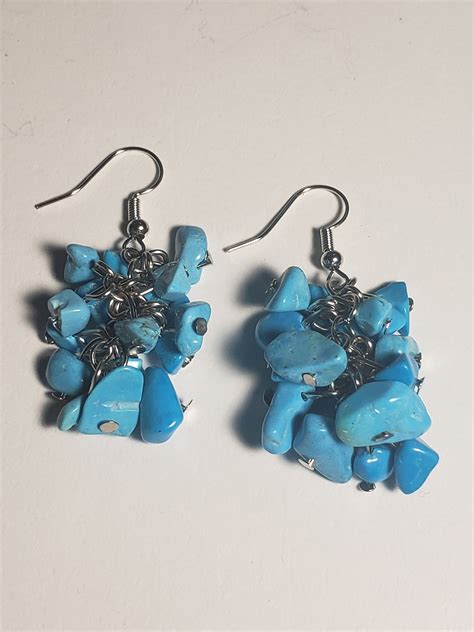 Blue Howlite Earrings Healing Crystals Beautiful Ear Etsy