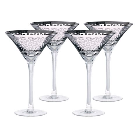artland inc leopard silver martini glasses set of 4