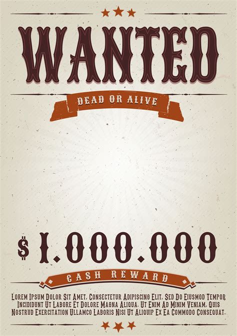Wanted Western Movie Poster 265165 Vector Art at Vecteezy