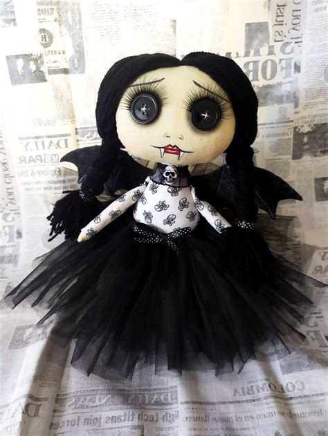 Vampire Doll Inspired By Wednesday Addams Creepy Art Doll Etsy Uk