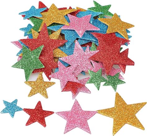 210 Pieces Colorful Glitter Foam Star Stickers Self