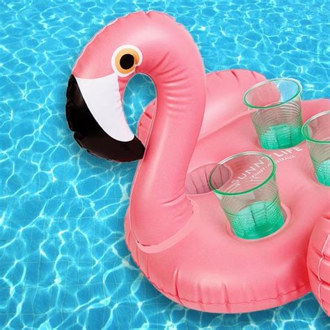 Inflatable Flamingo Drinks Holder Sunnylife Pink Swimming Pool Floating Cup Drink Float
