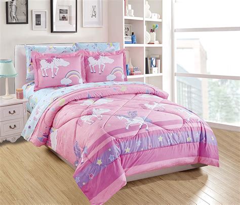 Kids Bedding Elegant Home Multicolor Purple Pink White Blue Unicorn