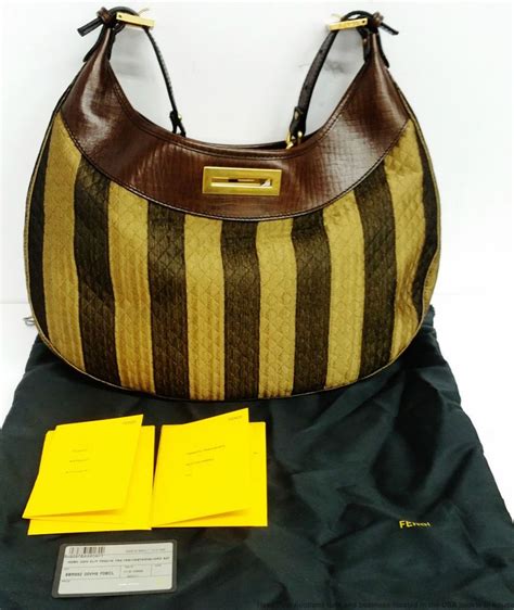 Fendi Designer Palmetto Leather Quilted Hobo Purse Handbag Dust Cover