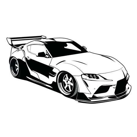 Toyota Supra Black And White Car Illustratioin 16186288 Vector Art At