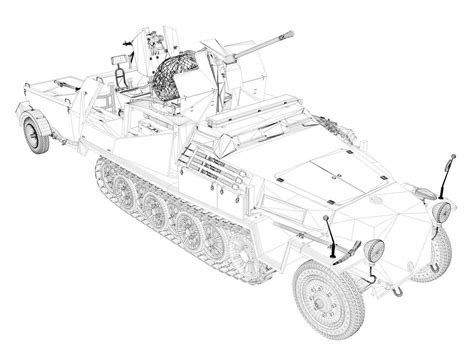 Sdkfz Ausf C Hanomag Anti Aircraft Vehicle D Model Cgtrader