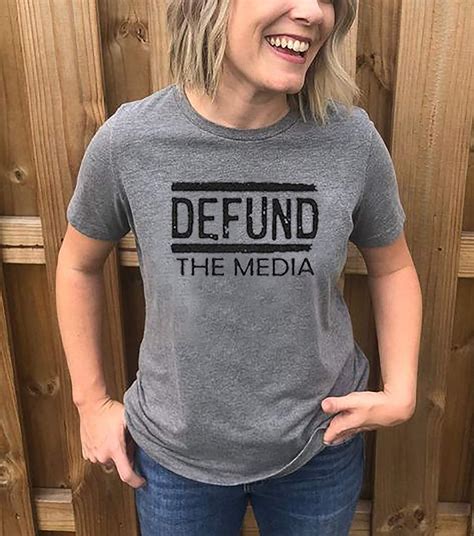 Womens Defund The Media T Shirt Fake News Political Protest Tees Tops