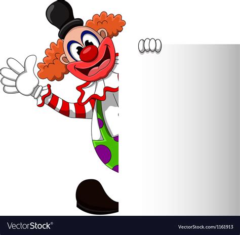 cute clown cartoon with blank sign royalty free vector image