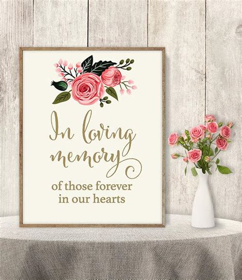 In Loving Memory Sign Wedding Memorial Table Sign Diy Watercolor