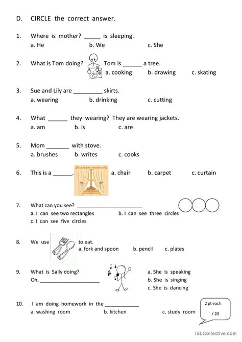 Primary 1 English Esl Worksheets Pdf And Doc