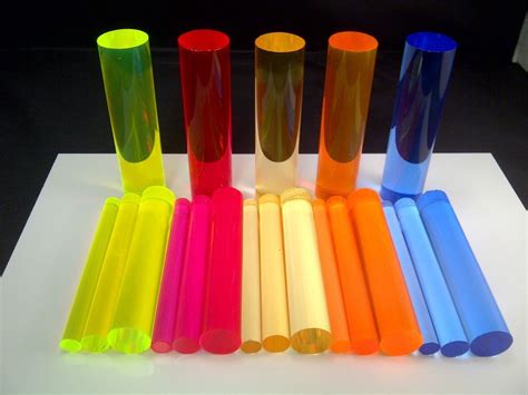 Light Emitting Fluorescent Glow Neon Acrylic Rods 4 Sizes And 5 Colours