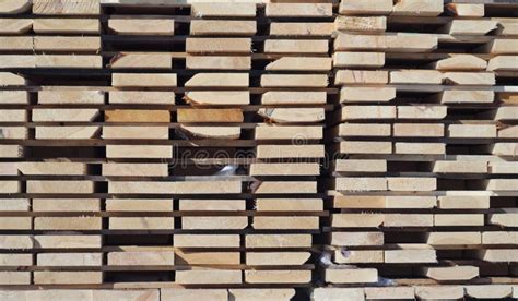 Wood Stack Many Planks Lumber Wooden Planks Side View Stock Image