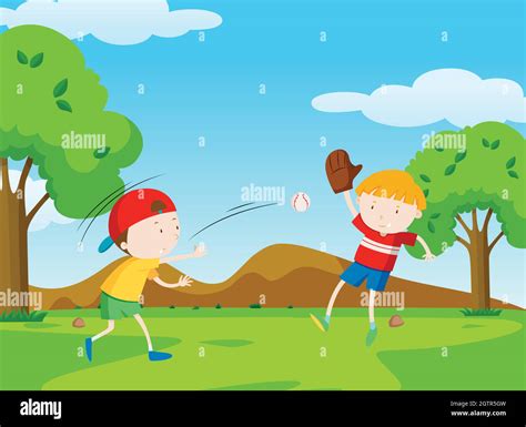Two Boys Playing Baseball Catch Stock Vector Images Alamy