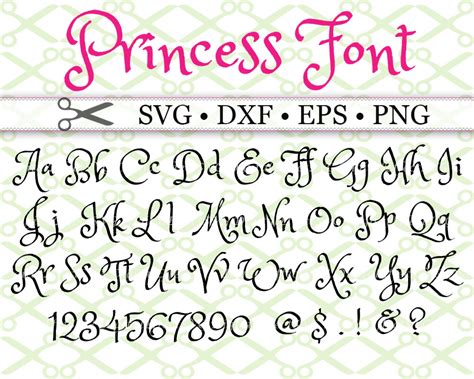 Princess Svg Font Cricut And Silhouette Files Svg Dxf Eps Png