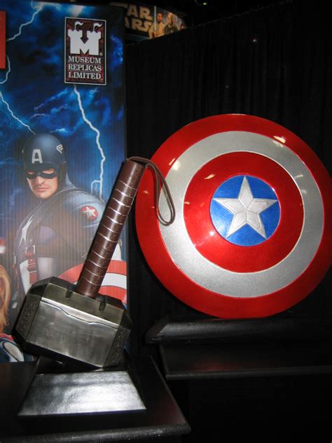 Captain Americas Shield And Thors Hammer Props At Sdcc 2011 In Mike