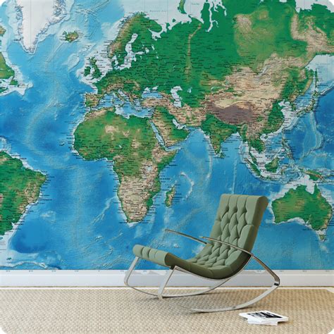 Buy Removable Wall Murals Online Detailed Wall Decal World Map