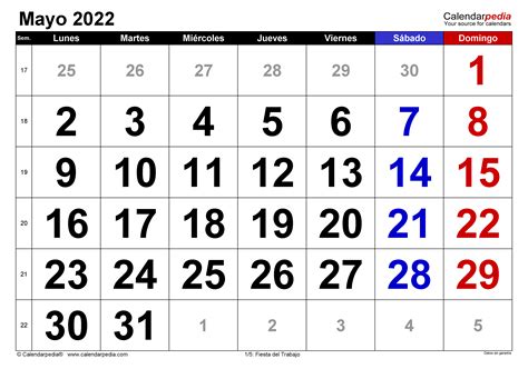 Calendario Mayo 2022 En Word Excel Y Pdf Calendarpedia