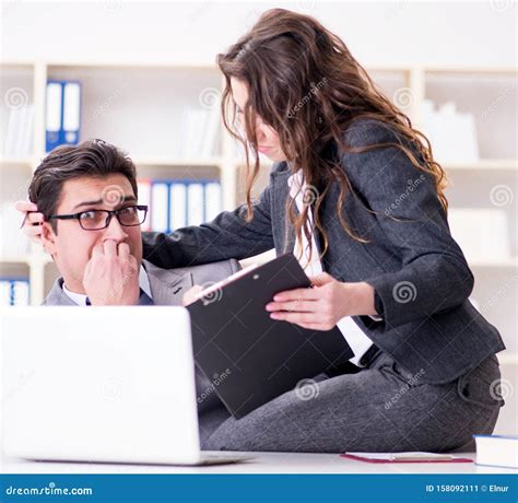 Sexual Harassment Concept With Man And Woman In Office Stock Image Image Of Bullying