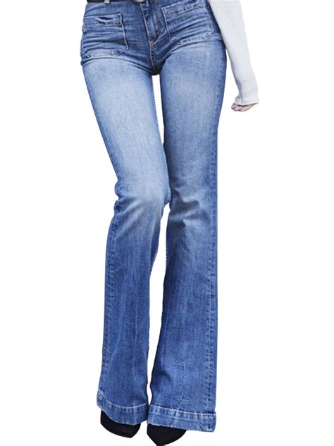 Sexy Dance Plus Size Women High Waist Denim Jeans Flare Pants