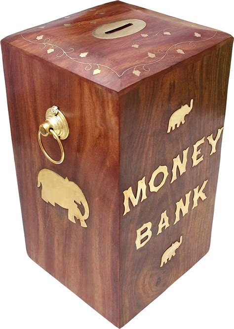 Shining Star Enterprises Wooden Large Money Bank Coin Box Gullak