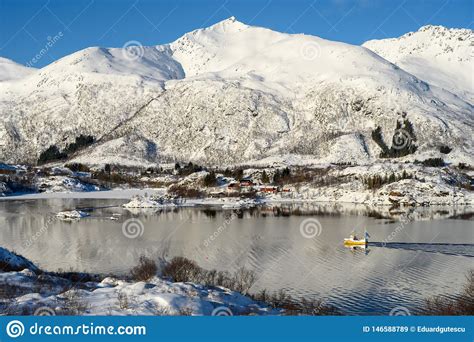 Landscape Of Lofoten Archipelago In Norway In Winter Time Stock Image