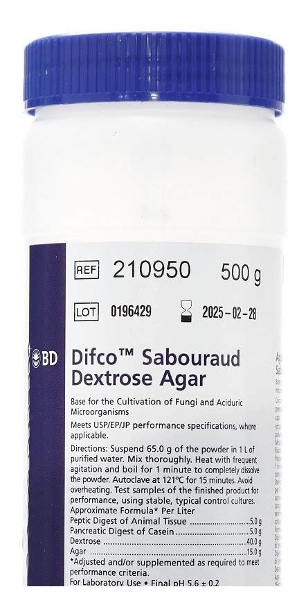 Bd Difco Dehydrated Culture Media Sabouraud Agar Modified Dextrose