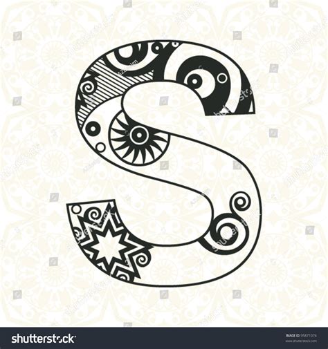 Abstract Floral Abc Ornamental Letter S Stock Vector Illustration