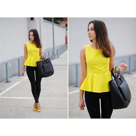 Patrycja R Yellow Peplum Top Found On Polyvore Featuring Polyvore