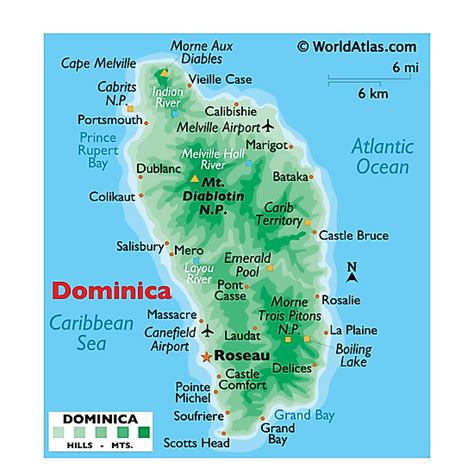 Physical Map Of Dominica Navigation Charts America Outline Anegada Marie Galante Temple