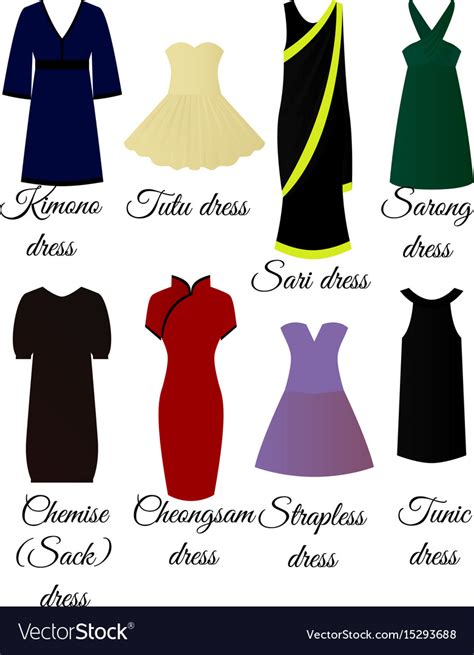 Styles Of Dresses Royalty Free Vector Image Vectorstock
