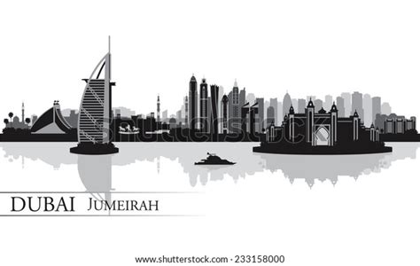 Download dubai skyline silhouette stock vectors. Dubai Jumeirah Skyline Silhouette Background Vector Stock ...