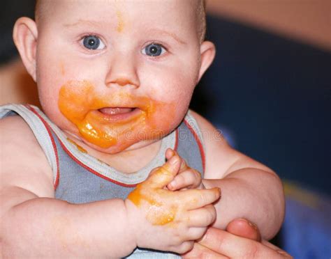 Messy Baby After Eating Food Stock Image Image Of Dirty Face 1890333
