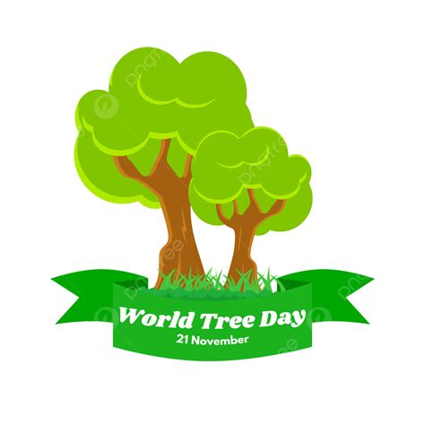 World Tree Day With And Ribbon World Tree Day World Tree Day Vector